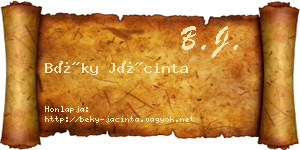 Béky Jácinta névjegykártya